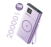 MICRODIA SNAPPower™ MagGo LCD 20000mAh 158W Magnetic Wireless Power Bank, 15W Wireless Output +65W & 60W USB-C PD Output + 18W USB-A Output with LCD Display
